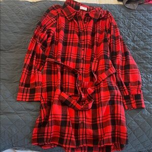 Pink Lily Red and Black Plaid Long Sleeve Dress